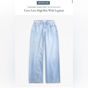NWT Abercrombie Curve Love Lightweight High Rise Wide Leg Jeans